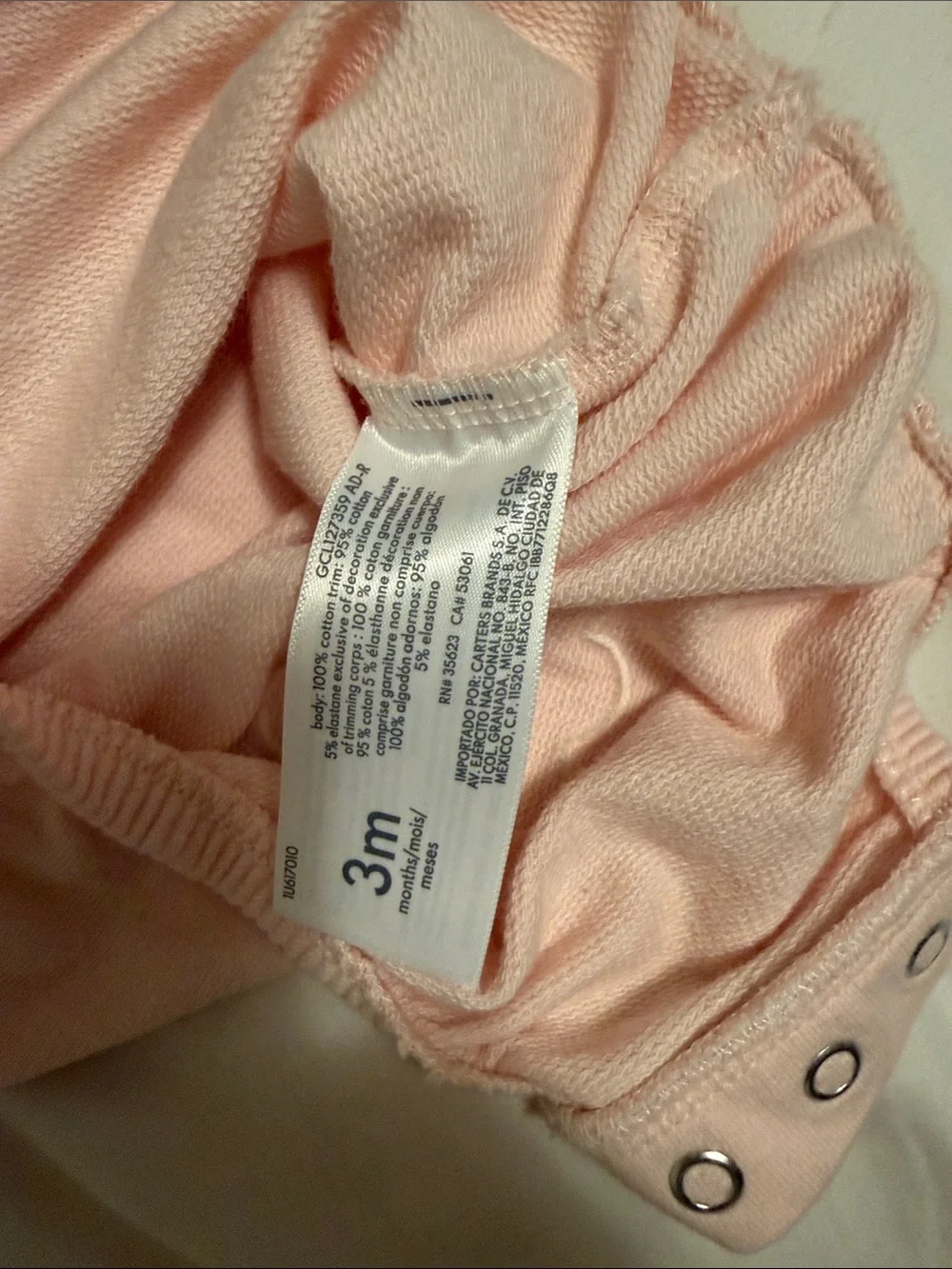 Carter's Light Pink Long-Sleeve Baby Bodysuit with bunny Face